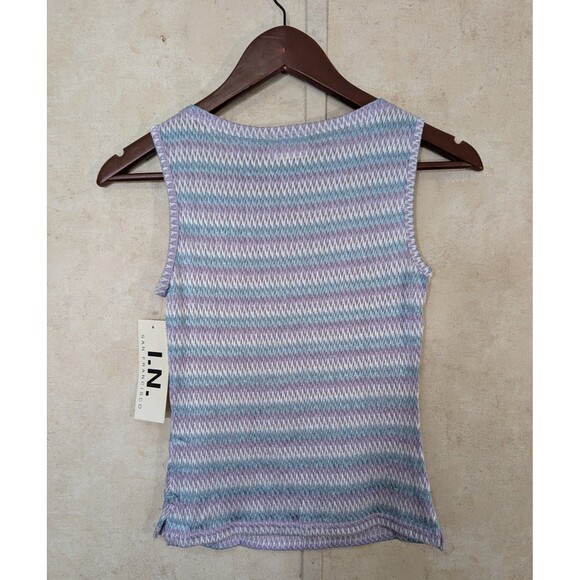 I.N. San Francisco Tank Top Womens L Purple Zig Zag Stripe Y2K Retro - Picture 3 of 8